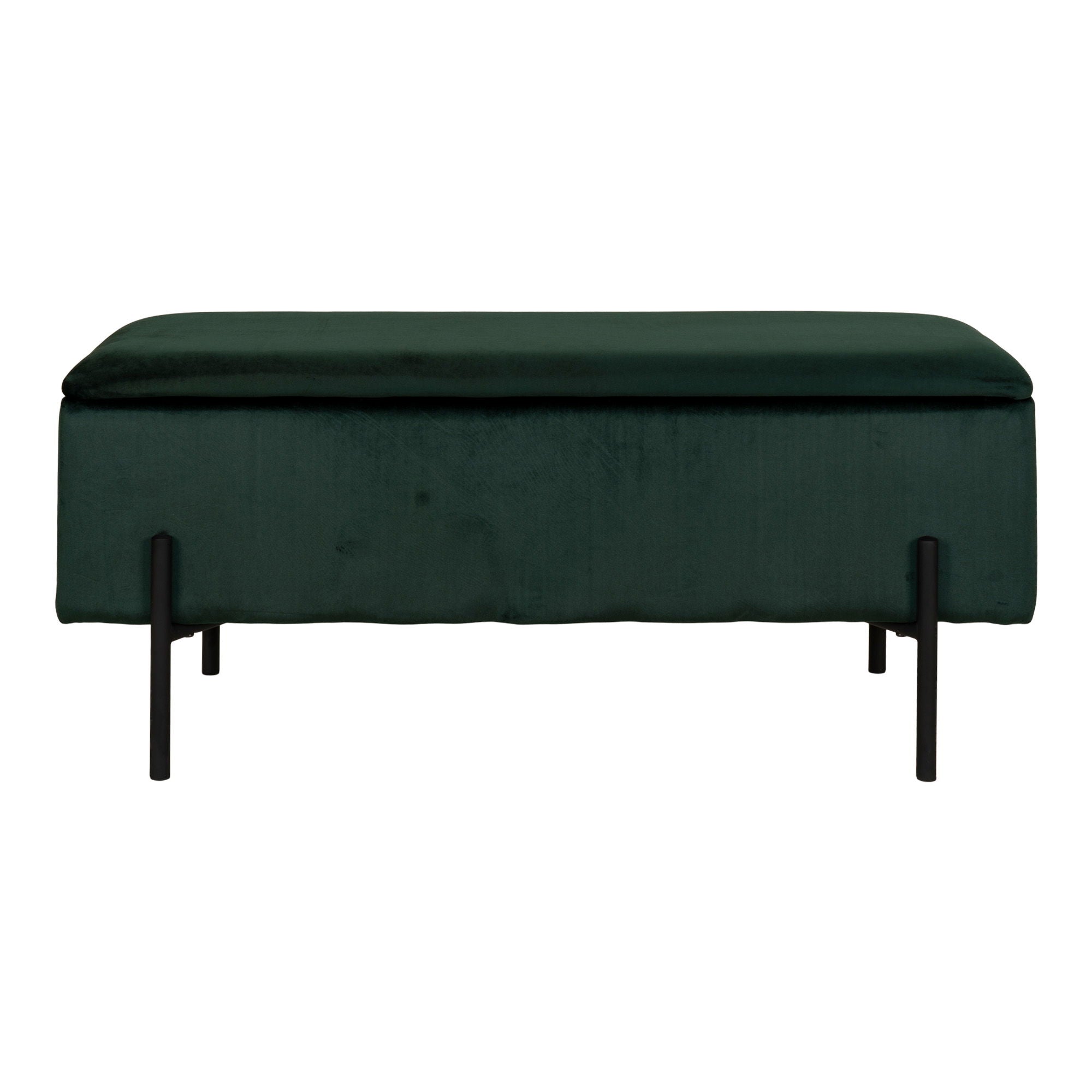 Watford Bank - bank met opbergruimte, velours, groen 95x36,5x43 cm, HN1206