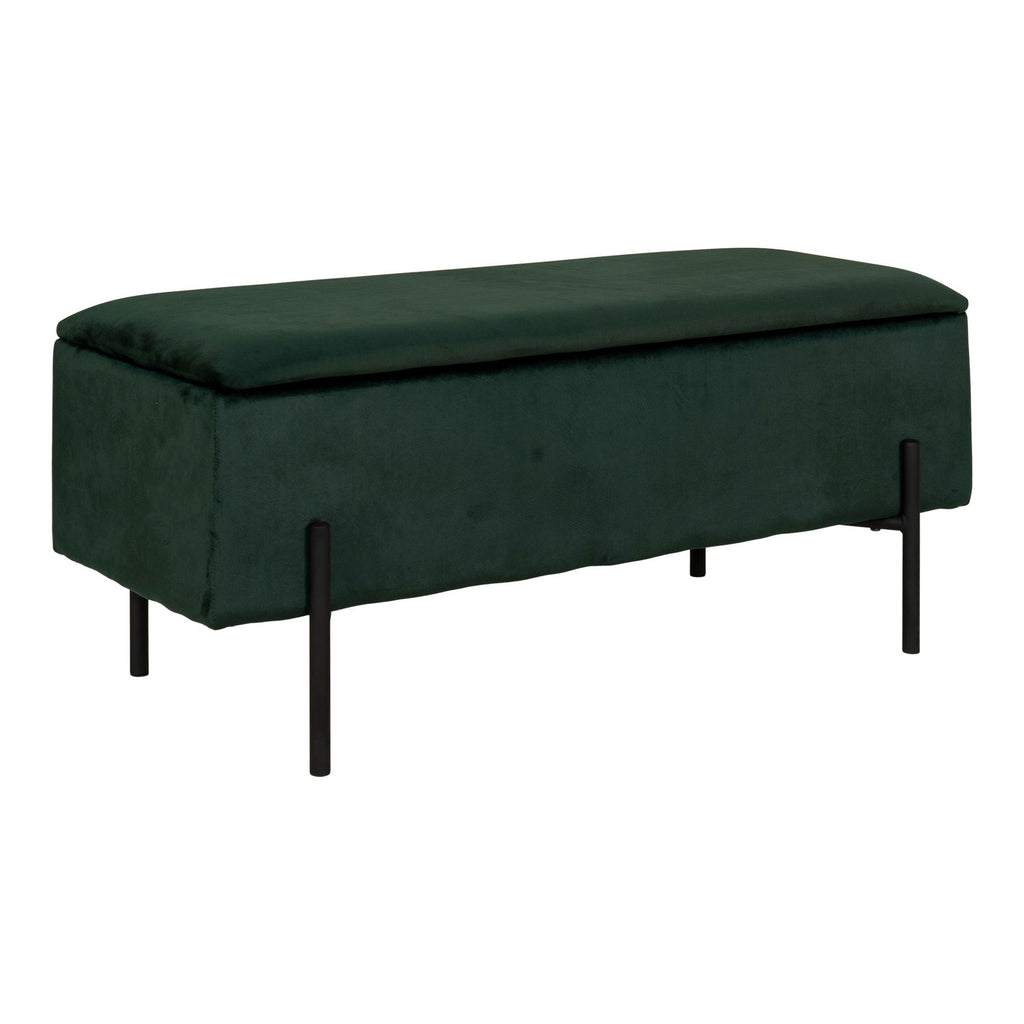 Watford Bank - bank met opbergruimte, velours, groen 95x36,5x43 cm, HN1206