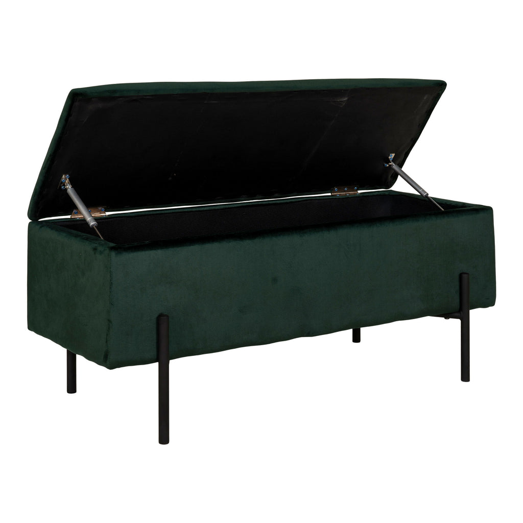 Watford Bank - bank met opbergruimte, velours, groen 95x36,5x43 cm, HN1206