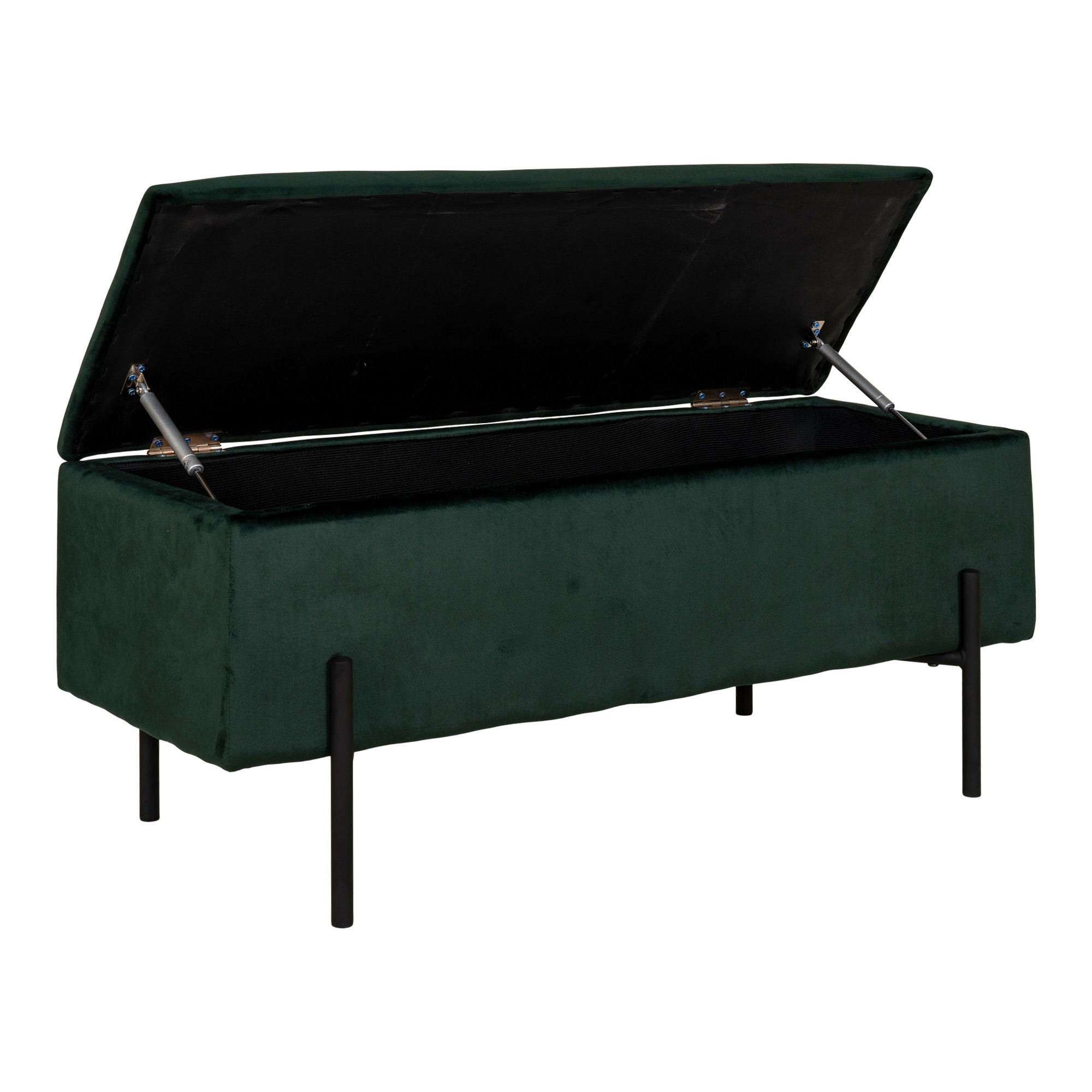 Watford Bank - bank met opbergruimte, velours, groen 95x36,5x43 cm, HN1206