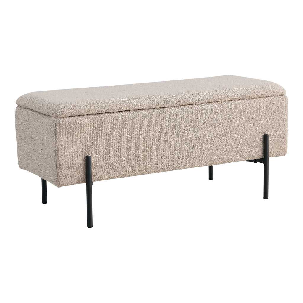 Watford Bank - bank met opbergruimte, bouclé, beige 95x36,5x43 cm, HN1233