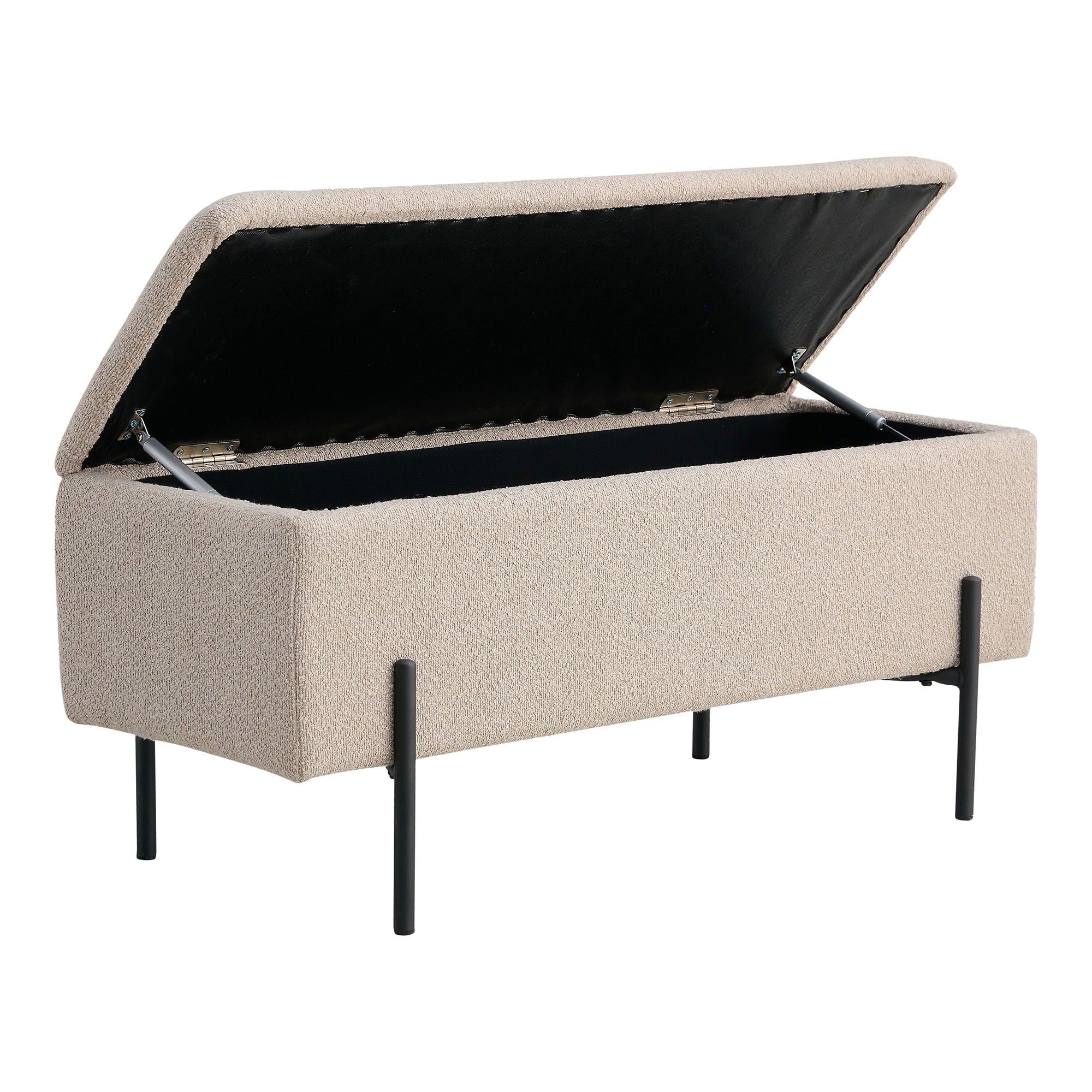 Watford Bank - bank met opbergruimte, bouclé, beige 95x36,5x43 cm, HN1233