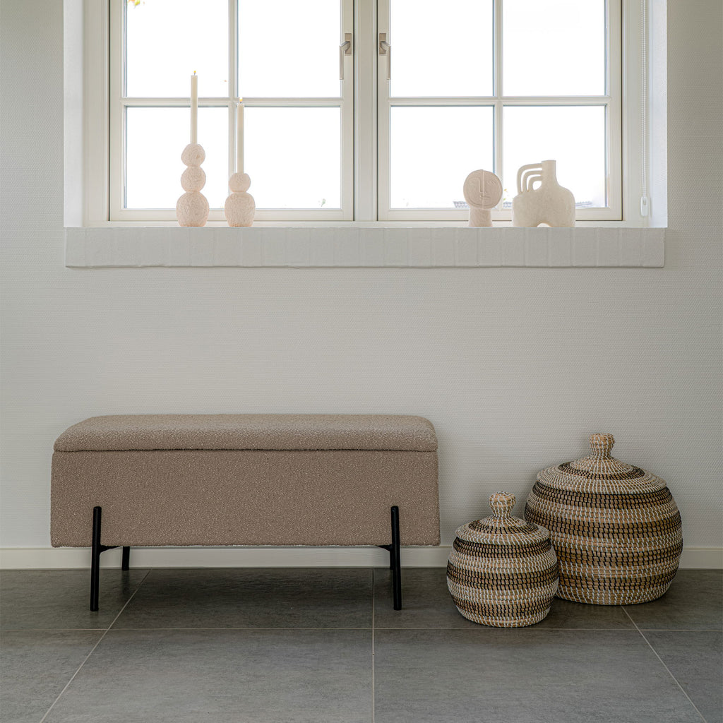 Watford Bank - bank met opbergruimte, bouclé, beige 95x36,5x43 cm, HN1233