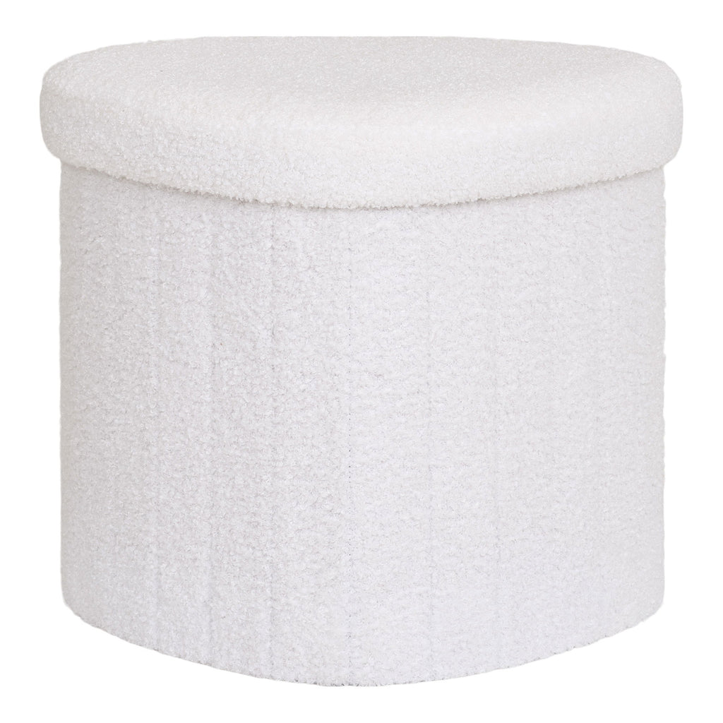 Medford Poef - Poef, teddy, wit 42,5x36,5 cm, HN1310