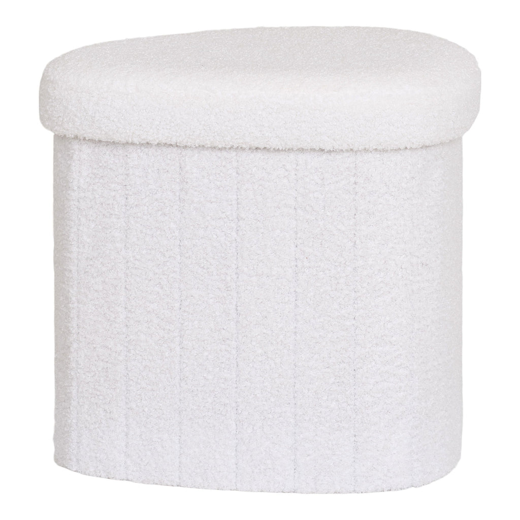 Medford Poef - Poef, teddy, wit 42,5x36,5 cm, HN1310