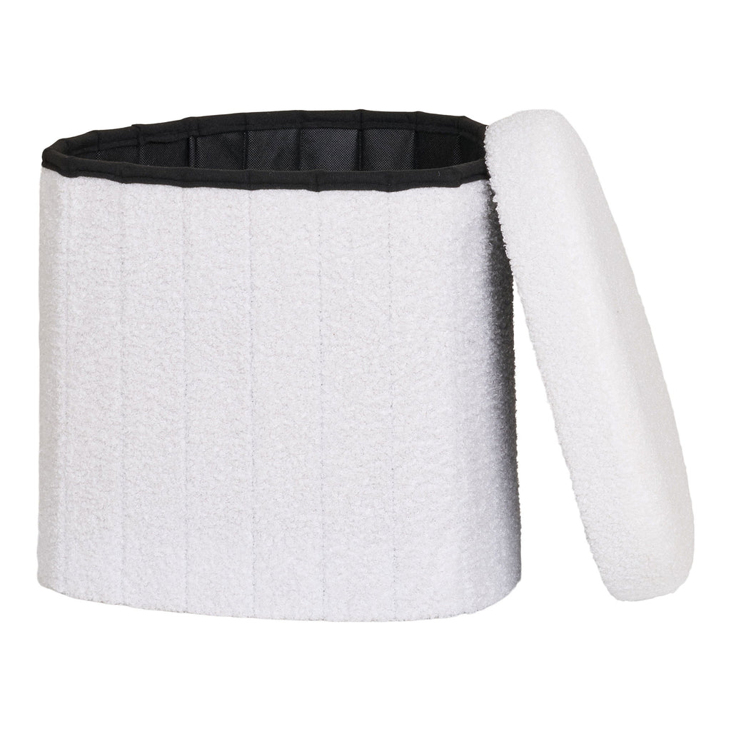 Medford Poef - Poef, teddy, wit 42,5x36,5 cm, HN1310