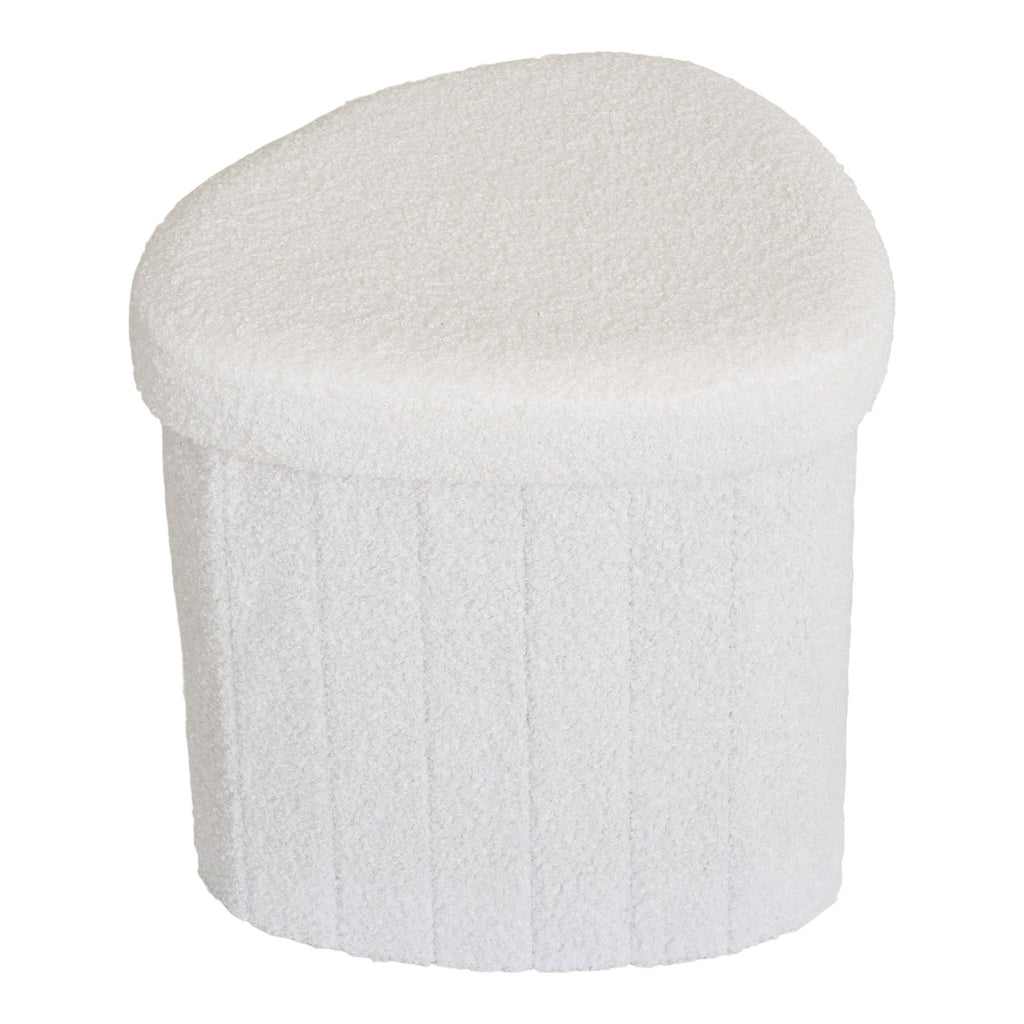 Medford Poef - Poef, teddy, wit 42,5x36,5 cm, HN1310