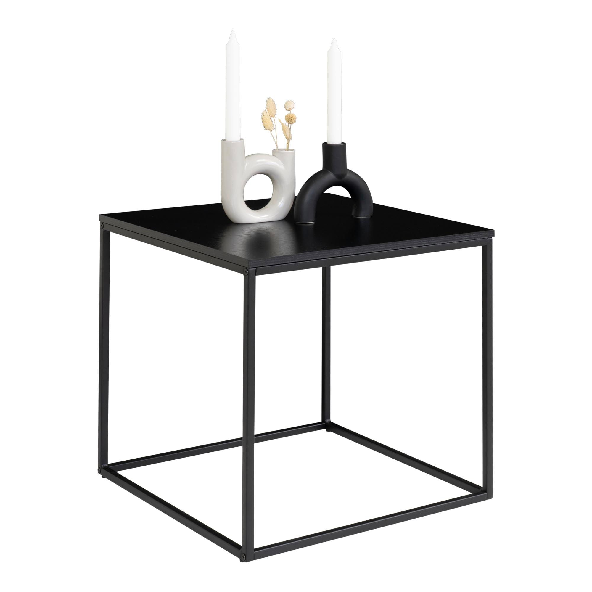 Vita bijzettafel - bijzettafel, zwart, zwart frame 45x45x45 cm