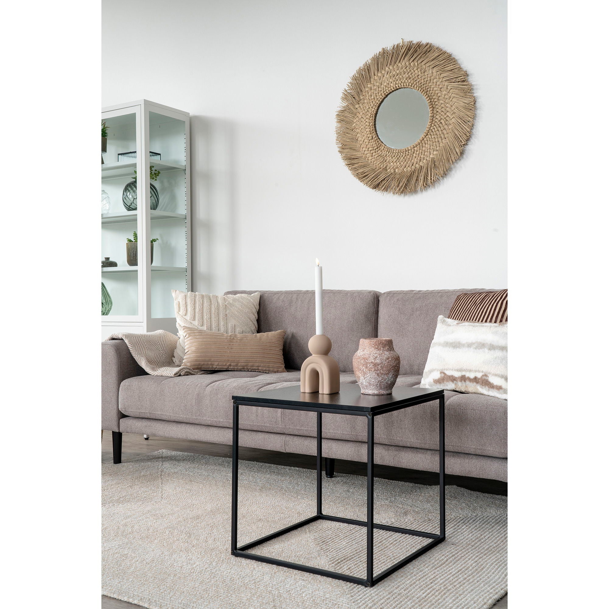 Vita bijzettafel - bijzettafel, zwart, zwart frame 45x45x45 cm
