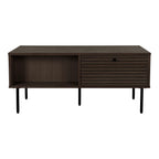 Kyoto-salontafel - salontafel, 2 lades, eikenfineer, gerookt, zwarte metalen poten 50 x 100 x 45 cm