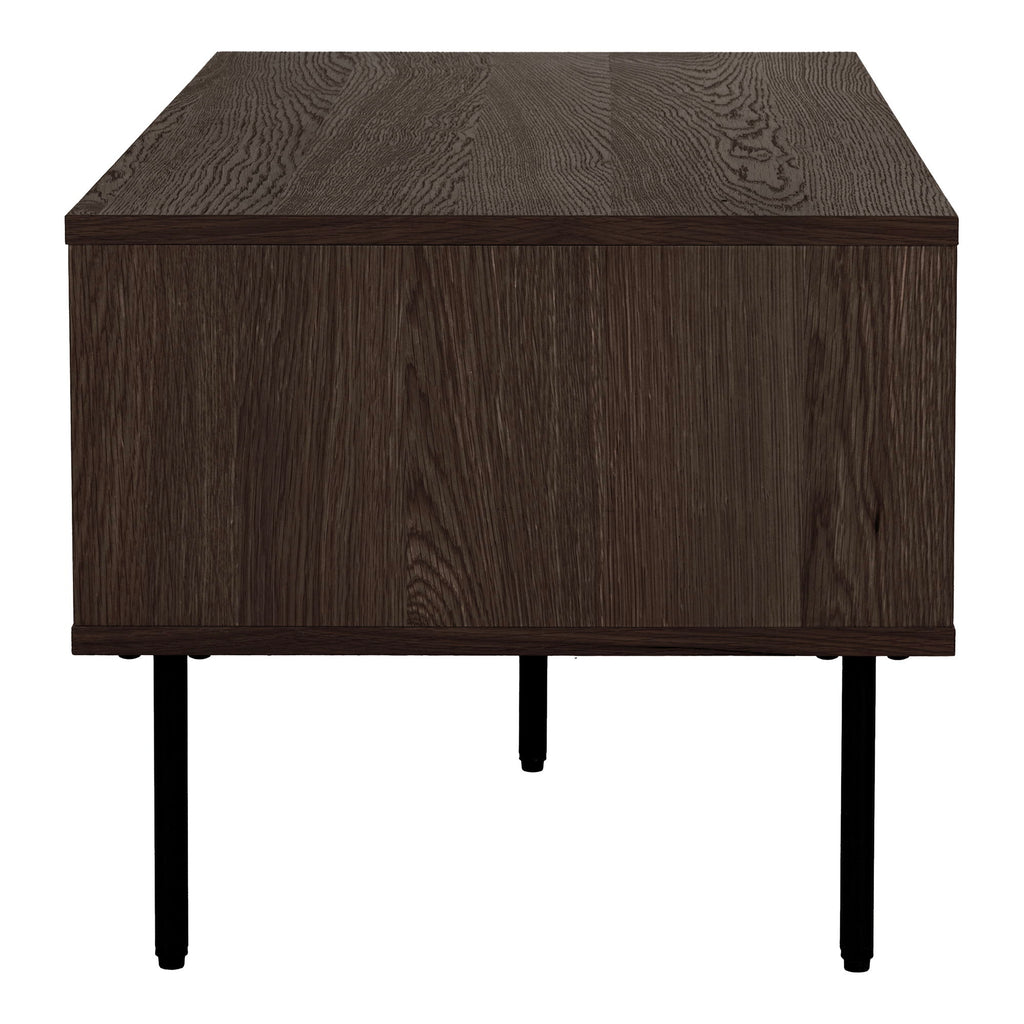 Kyoto-salontafel - salontafel, 2 lades, eikenfineer, gerookt, zwarte metalen poten 50 x 100 x 45 cm
