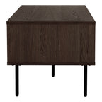Kyoto-salontafel - salontafel, 2 lades, eikenfineer, gerookt, zwarte metalen poten 50 x 100 x 45 cm