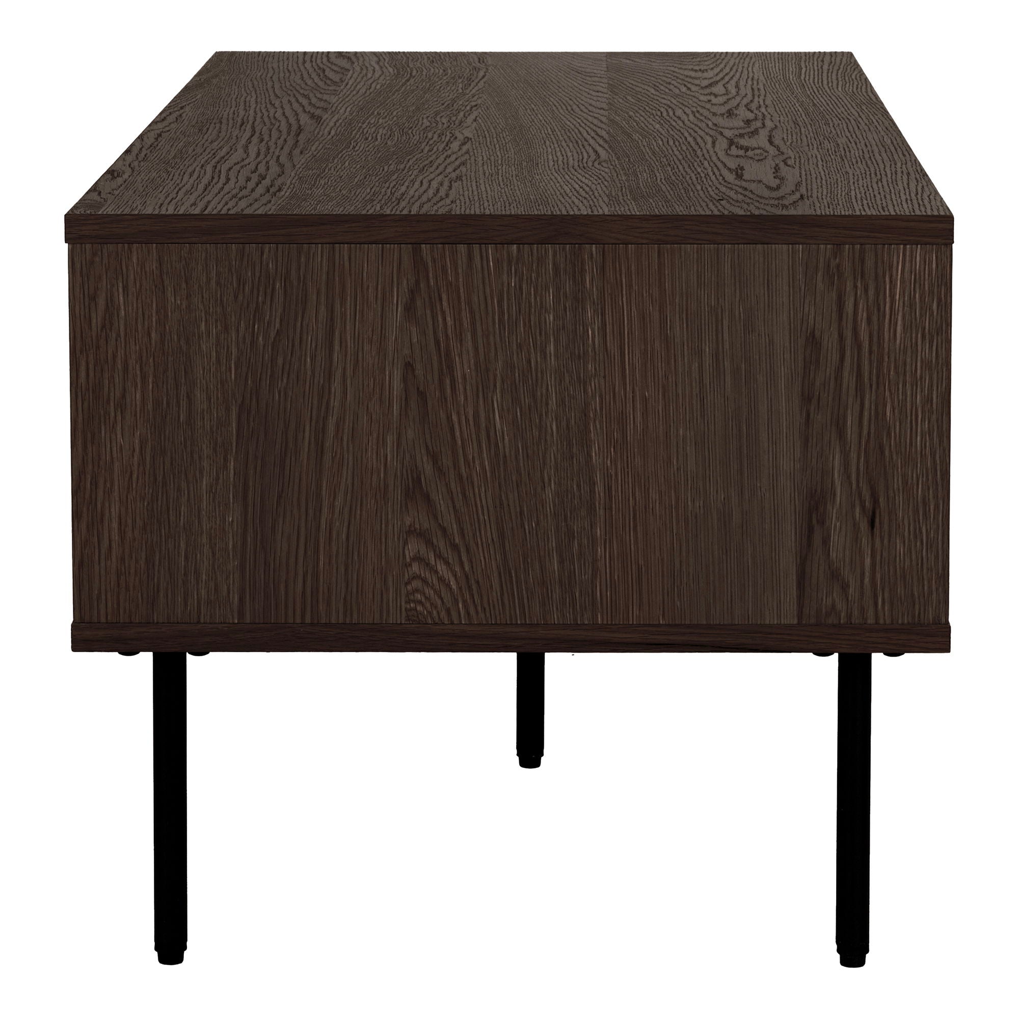 Kyoto-salontafel - salontafel, 2 lades, eikenfineer, gerookt, zwarte metalen poten 50 x 100 x 45 cm