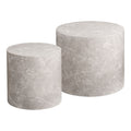 Prague Salontafel - Salontafel, marmerlook, rond, beige, set van 2