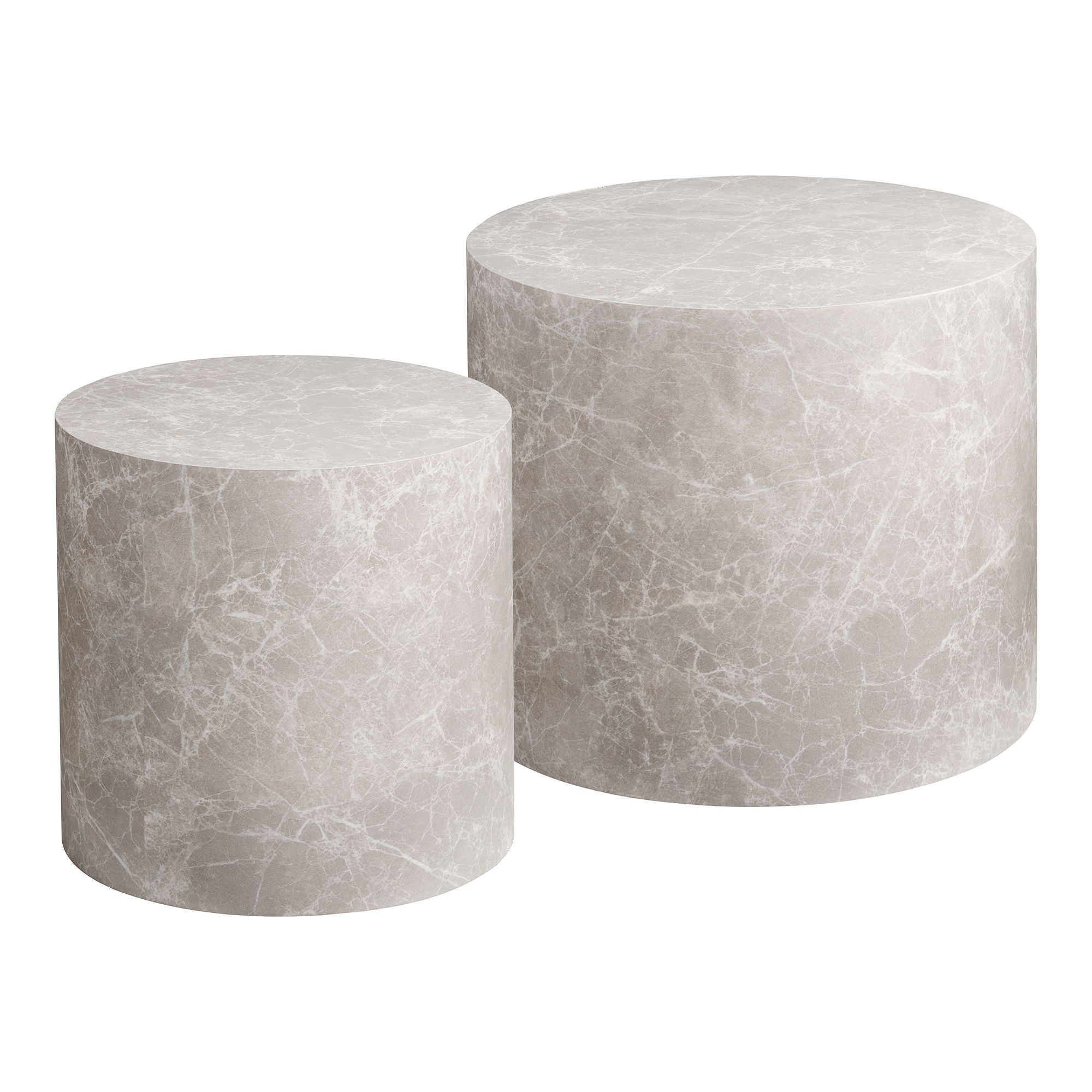 Prague Salontafel - Salontafel, marmerlook, rond, beige, set van 2