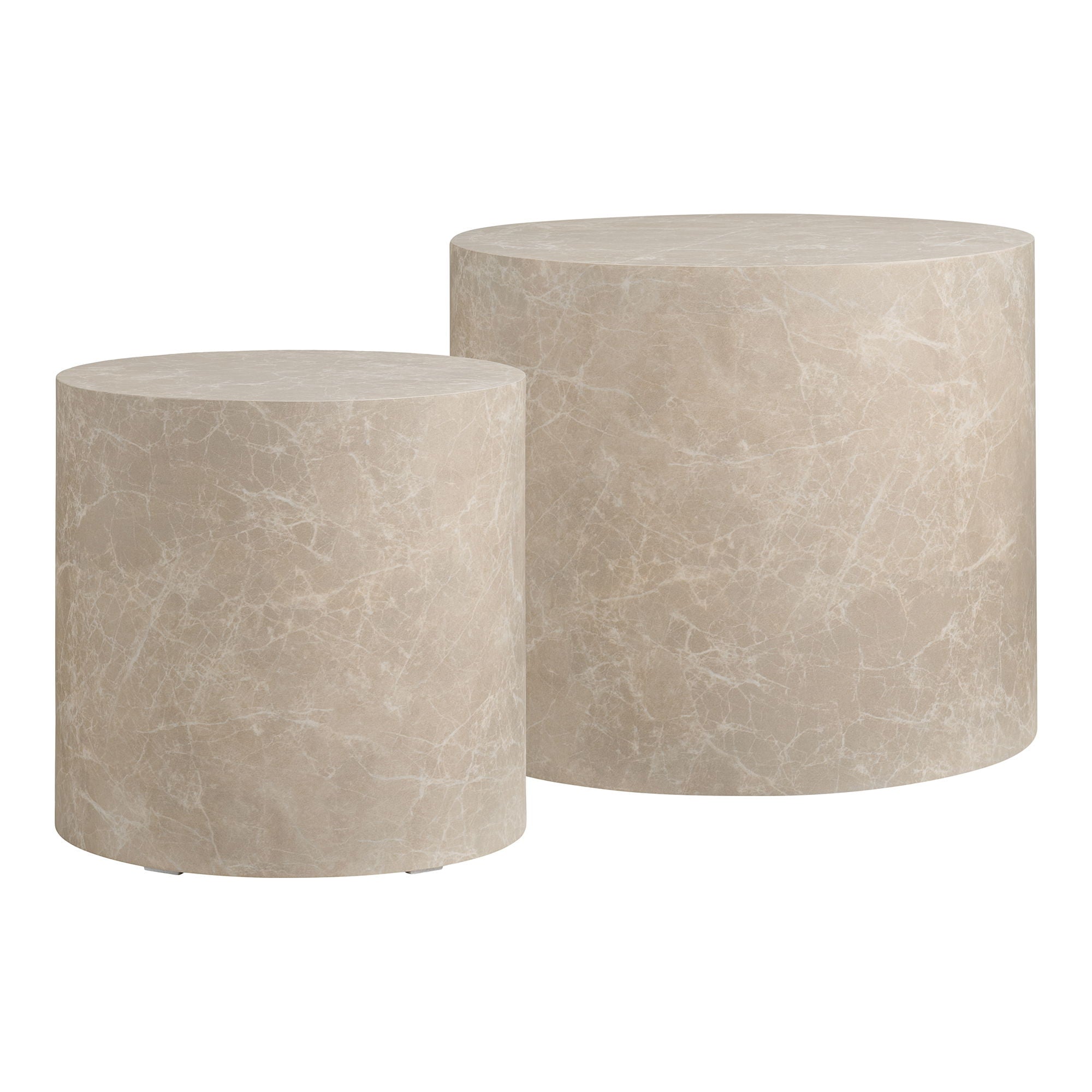 Prague Salontafel - Salontafel, marmerlook, rond, beige, set van 2
