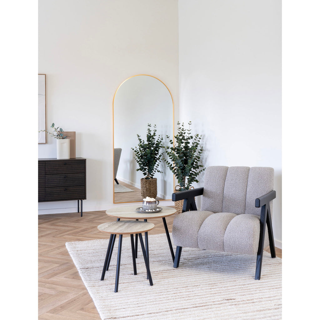 Aalst Salontafel - salontafel, travertijnlook, zwarte poten ø55x45 cm
