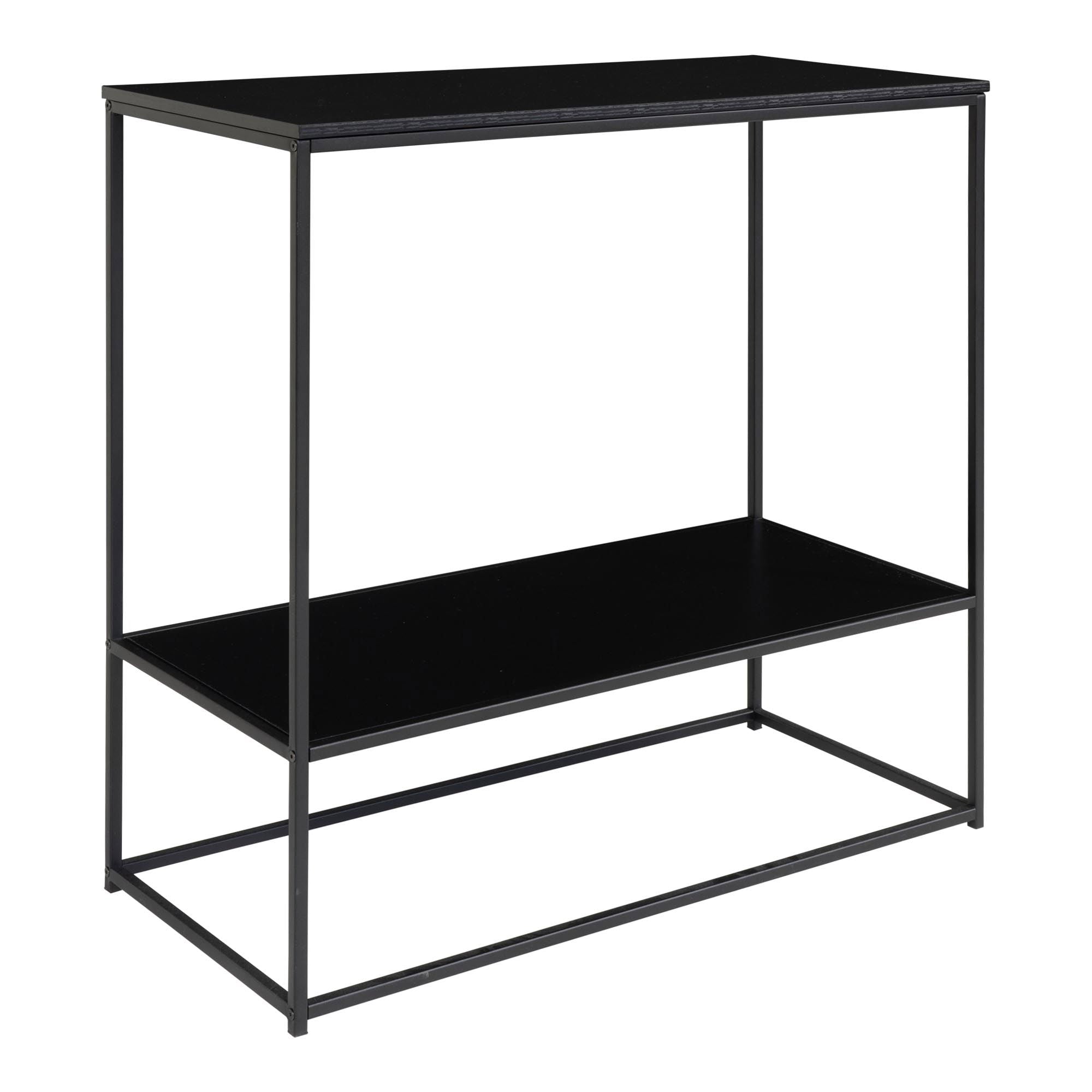 Vita consoletafel - consoletafel, 2 planken, zwart, zwart frame 80x36x80 cm