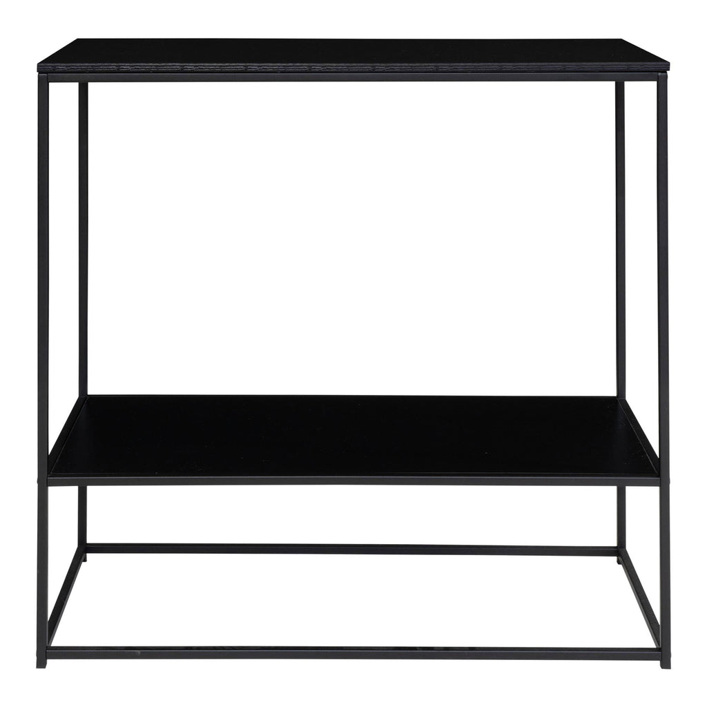 Vita consoletafel - consoletafel, 2 planken, zwart, zwart frame 80x36x80 cm