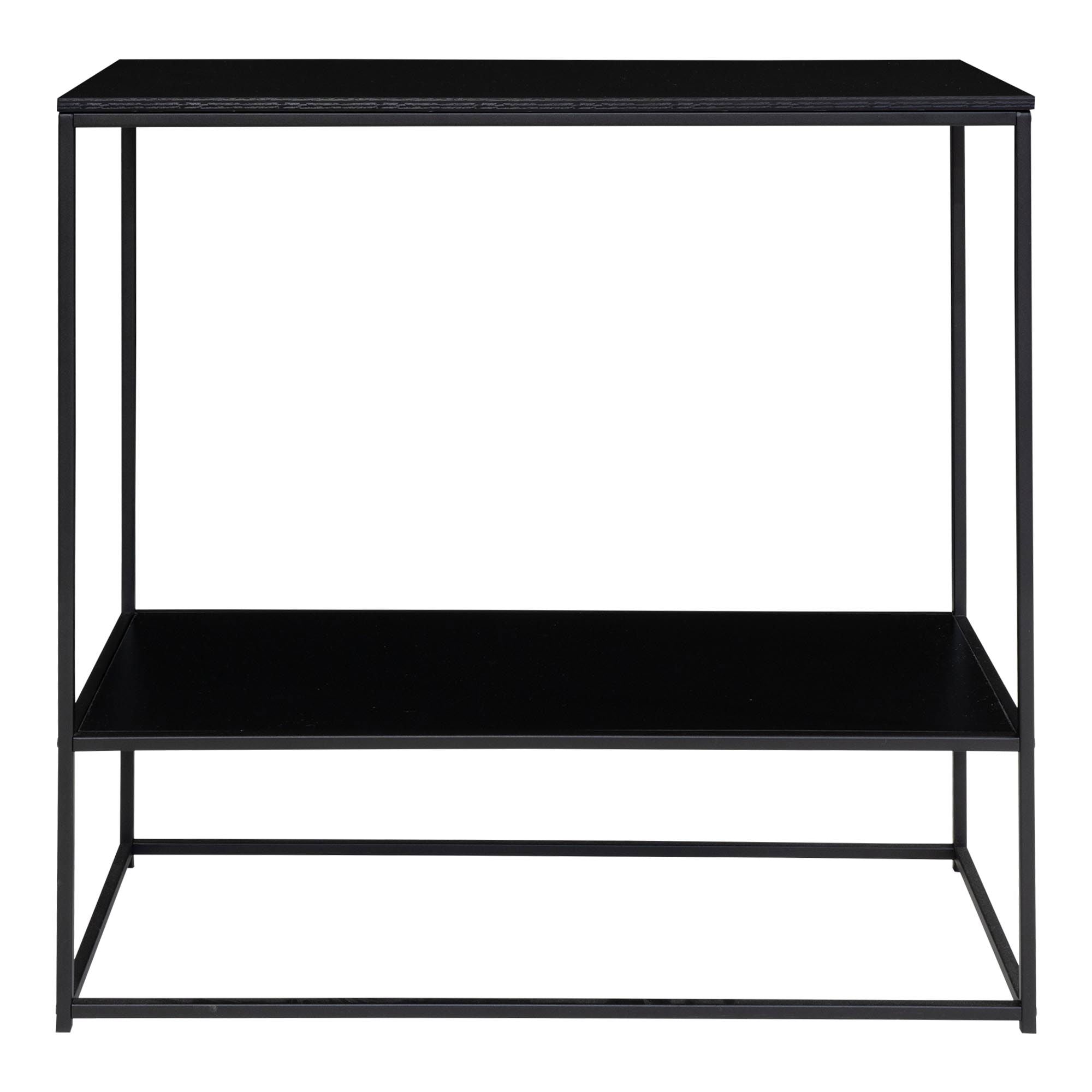 Vita consoletafel - consoletafel, 2 planken, zwart, zwart frame 80x36x80 cm