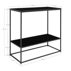 Vita consoletafel - consoletafel, 2 planken, zwart, zwart frame 80x36x80 cm