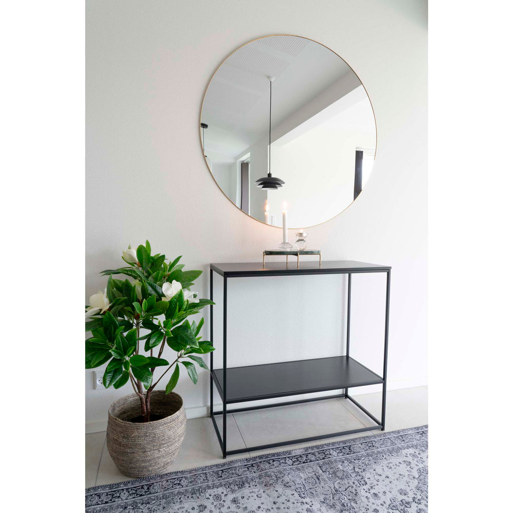 Vita consoletafel - consoletafel, 2 planken, zwart, zwart frame 80x36x80 cm