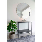 Vita consoletafel - consoletafel, 2 planken, zwart, zwart frame 80x36x80 cm