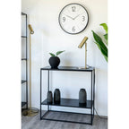 Vita consoletafel - consoletafel, 2 planken, zwart, zwart frame 80x36x80 cm