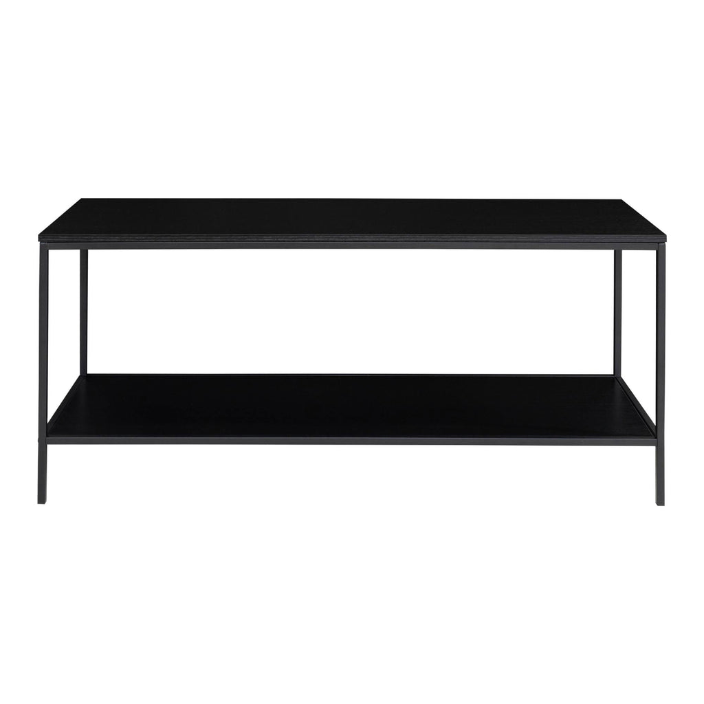 Vita tv-stand - tv-meubel, 2 planken, zwart, zwart frame 100x36x45 cm