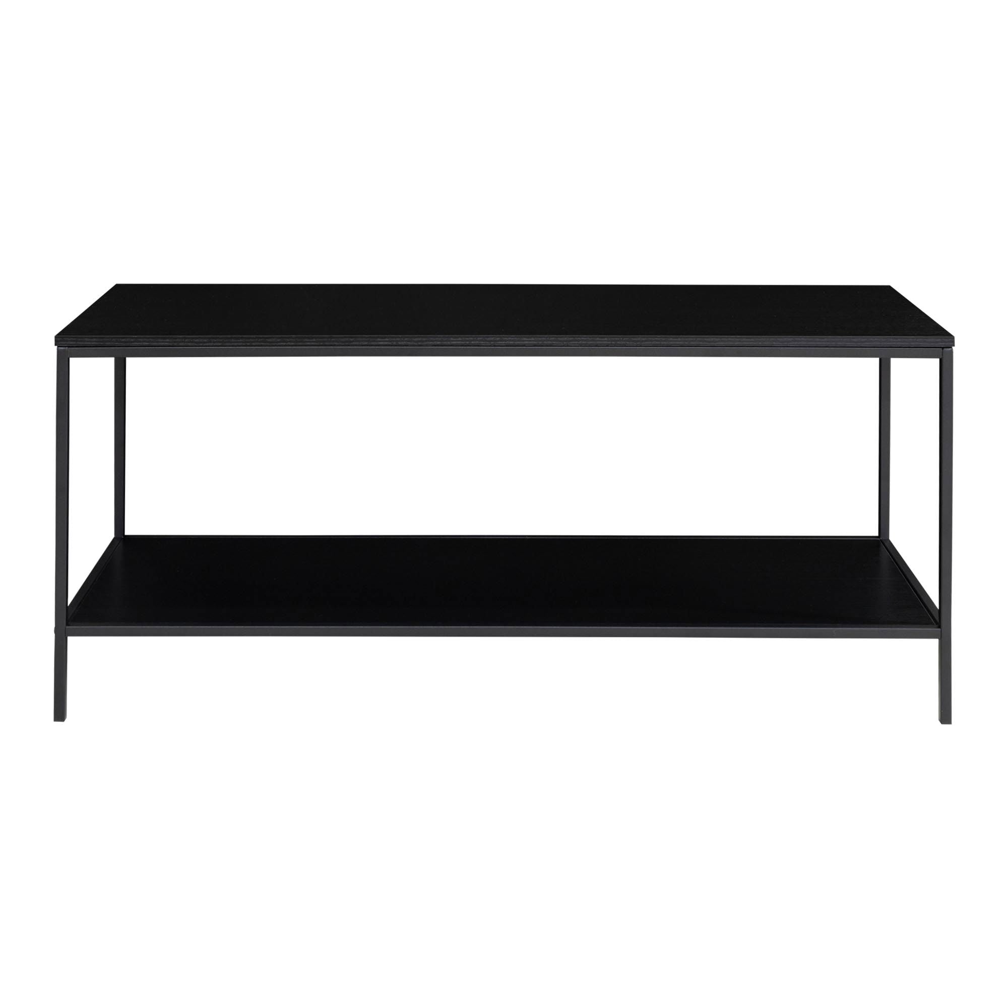 Vita tv-stand - tv-meubel, 2 planken, zwart, zwart frame 100x36x45 cm
