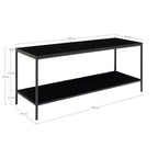 Vita tv-stand - tv-meubel, 2 planken, zwart, zwart frame 100x36x45 cm