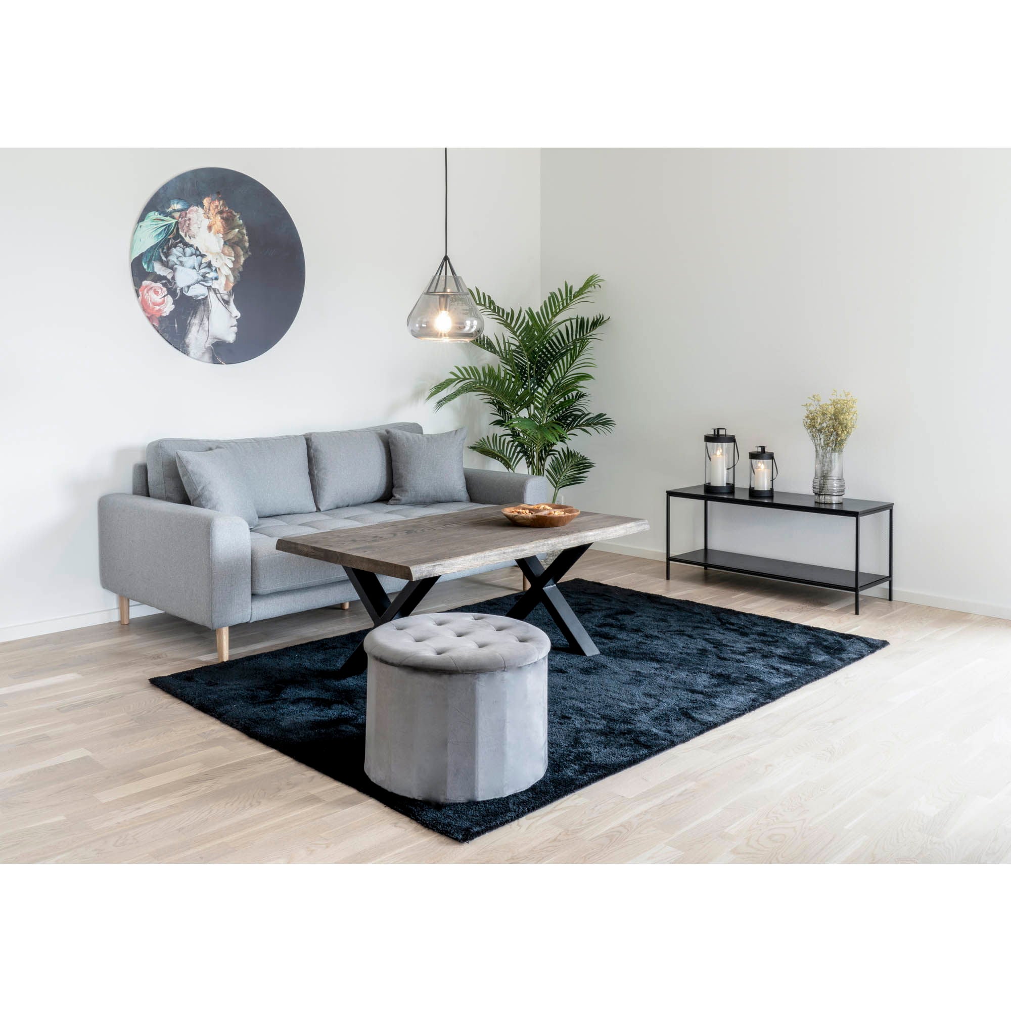 Vita tv-stand - tv-meubel, 2 planken, zwart, zwart frame 100x36x45 cm