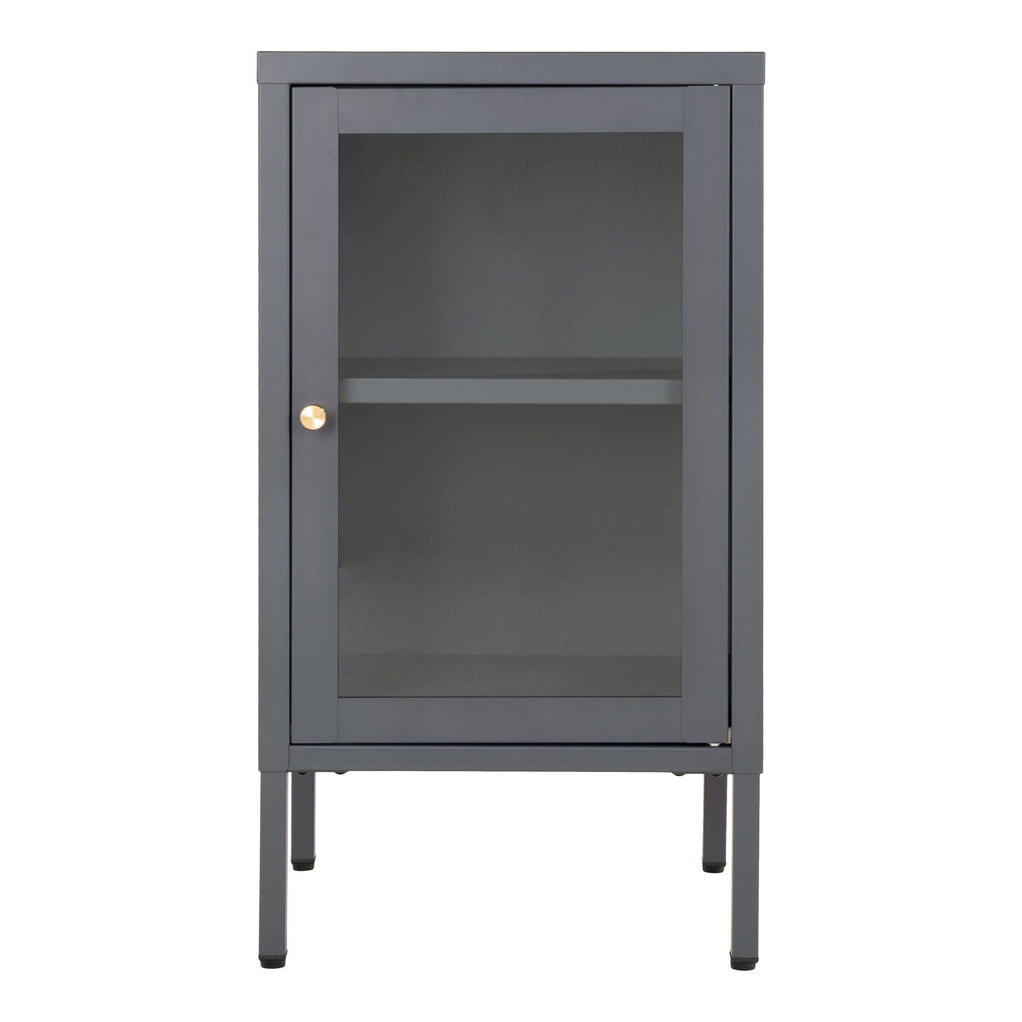 Dalby-kast - kast, 1 glazen deur, staal, grijs 38x35x70 cm
