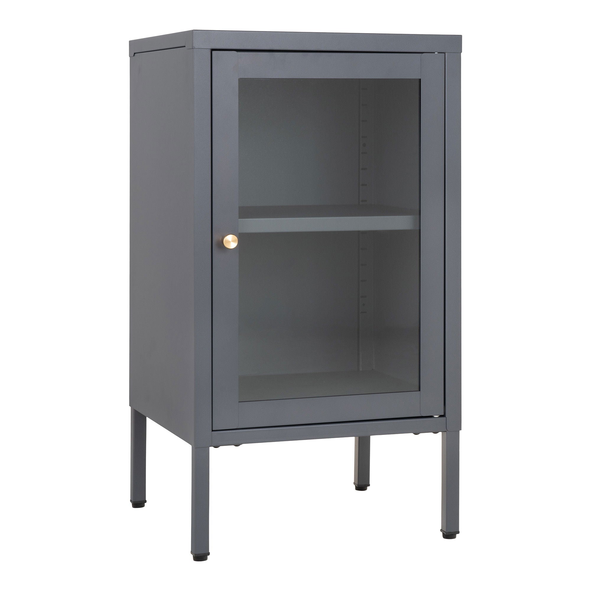 Dalby-kast - kast, 1 glazen deur, staal, grijs 38x35x70 cm