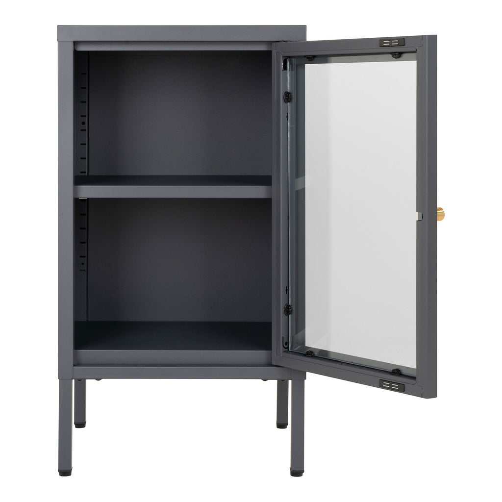 Dalby-kast - kast, 1 glazen deur, staal, grijs 38x35x70 cm