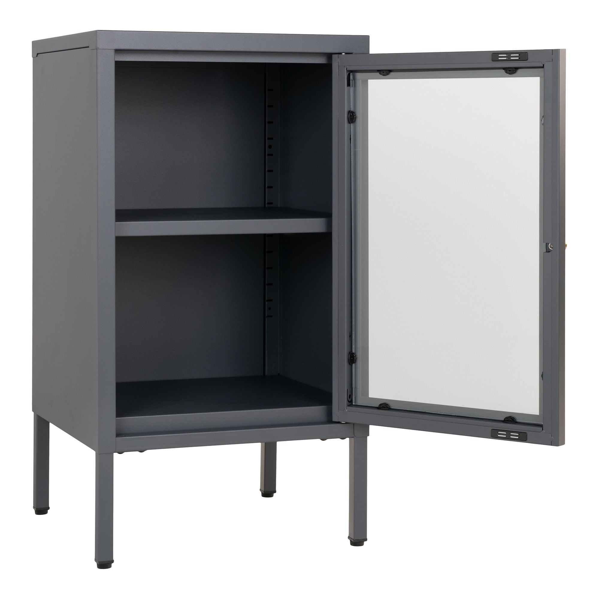 Dalby-kast - kast, 1 glazen deur, staal, grijs 38x35x70 cm
