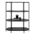 Vita shelf - Ovaal rek, 4 planken, zwart, zwart frame 85x36x111 cm