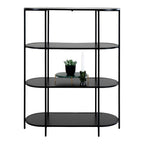 Vita shelf - Ovaal rek, 4 planken, zwart, zwart frame 85x36x111 cm