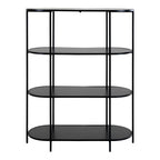Vita shelf - Ovaal rek, 4 planken, zwart, zwart frame 85x36x111 cm