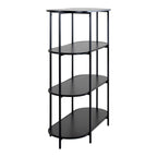 Vita shelf - Ovaal rek, 4 planken, zwart, zwart frame 85x36x111 cm