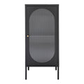 Adelaide vitrinekast - vitrinekast, 1 geribbeld glazen deur, staal, zwart 50x35x110 cm