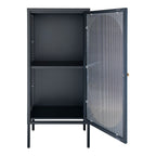 Adelaide vitrinekast - vitrinekast, 1 geribbeld glazen deur, staal, zwart 50x35x110 cm