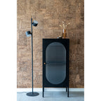 Adelaide vitrinekast - vitrinekast, 1 geribbeld glazen deur, staal, zwart 50x35x110 cm