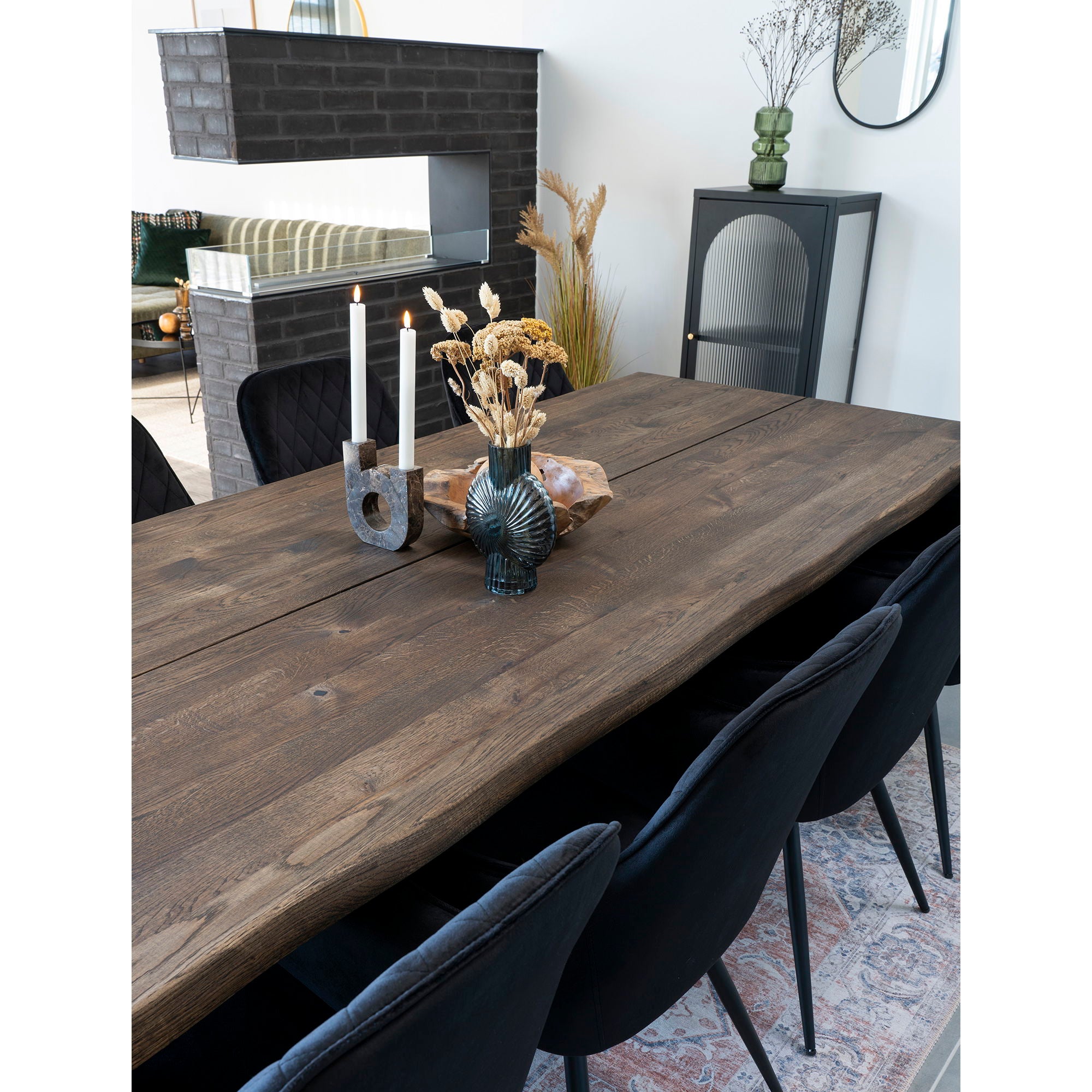 Adelaide vitrinekast - vitrinekast, 1 geribbeld glazen deur, staal, zwart 50x35x110 cm