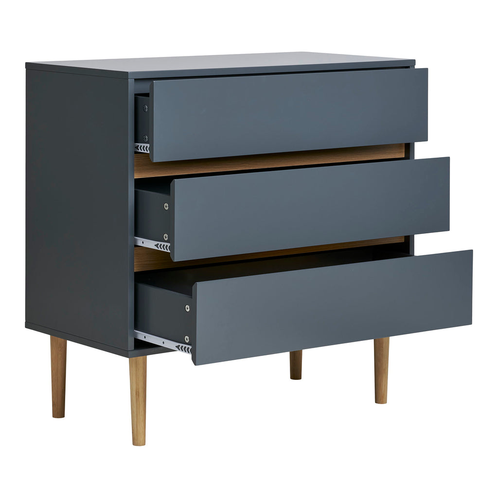 Bisley Chest - Kast, geverfd hout, 3 lades, donkergrijs 80x40x80 cm
