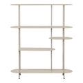 Rieti rek - 5 planken, asymmetrisch, metaal, zand 31x118x139 cm