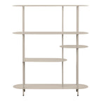Rieti rek - 5 planken, asymmetrisch, metaal, zand 31x118x139 cm