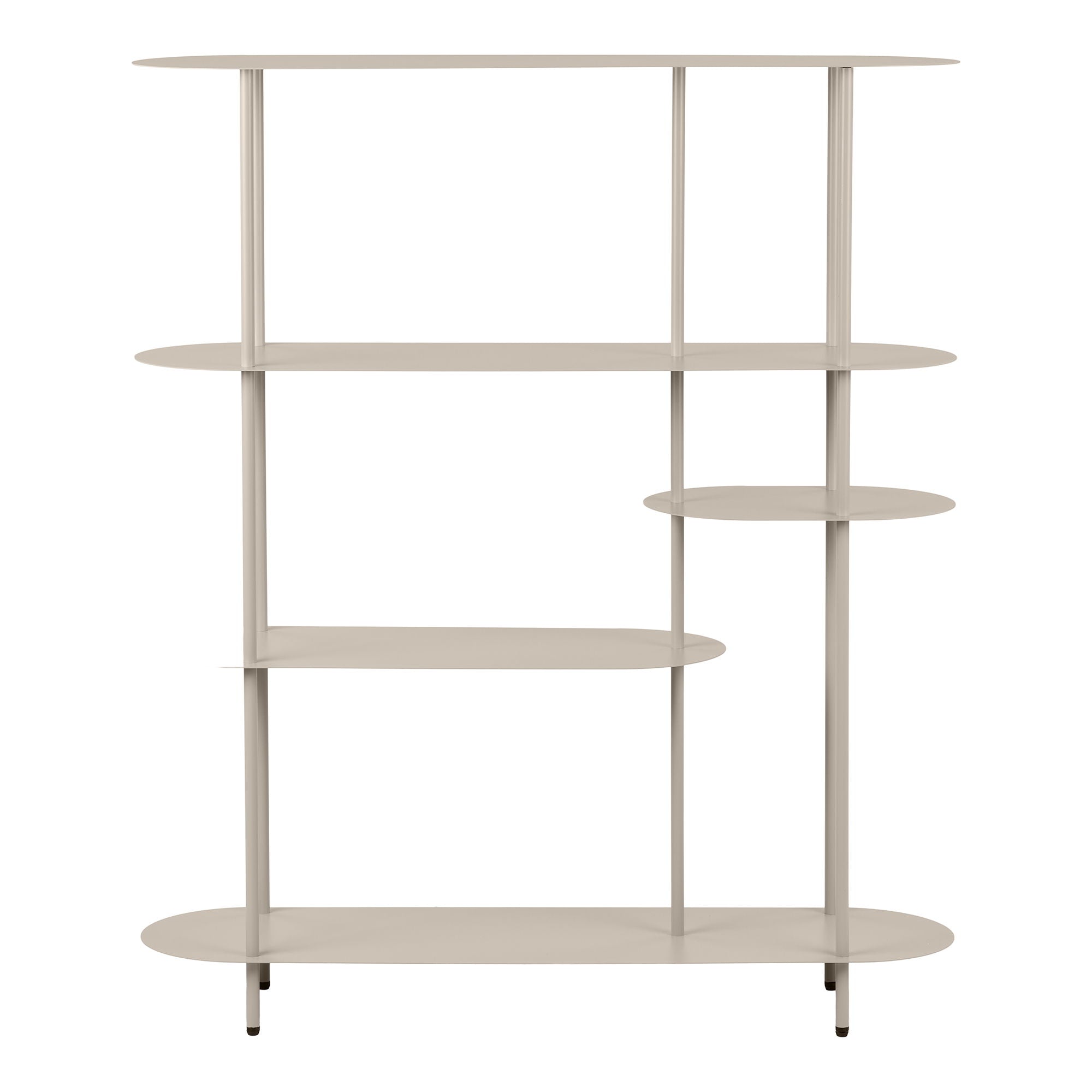 Rieti rek - 5 planken, asymmetrisch, metaal, zand 31x118x139 cm