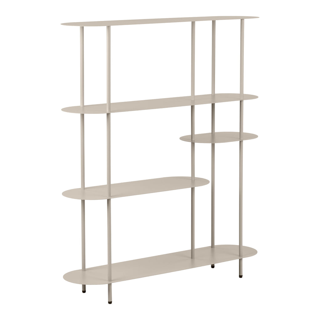 Rieti rek - 5 planken, asymmetrisch, metaal, zand 31x118x139 cm