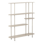Rieti rek - 5 planken, asymmetrisch, metaal, zand 31x118x139 cm